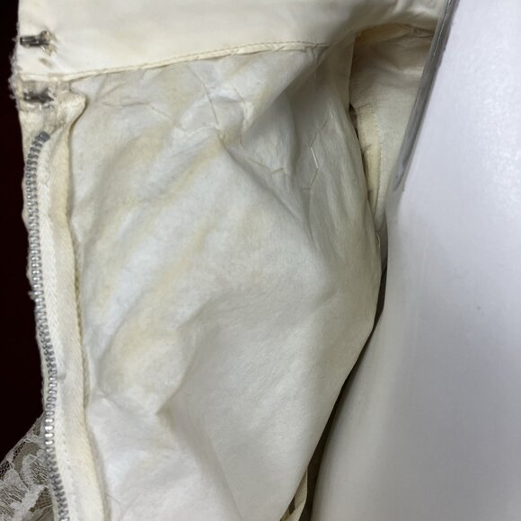 Vintage 60s Jackie O Style Wedding Dress Funnel Neck Detachable Train - Picture 7 of 7